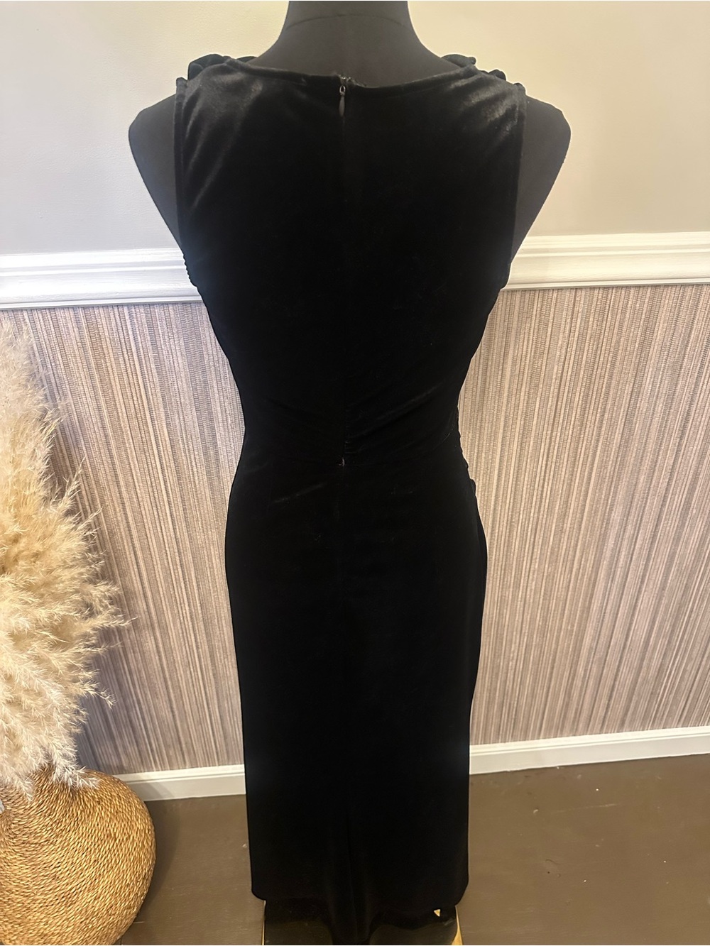 Grace Karin Black Velvet Maxi Dress Size 6 Cowl Neck Low Back Evening Formal - Picture 8 of 12